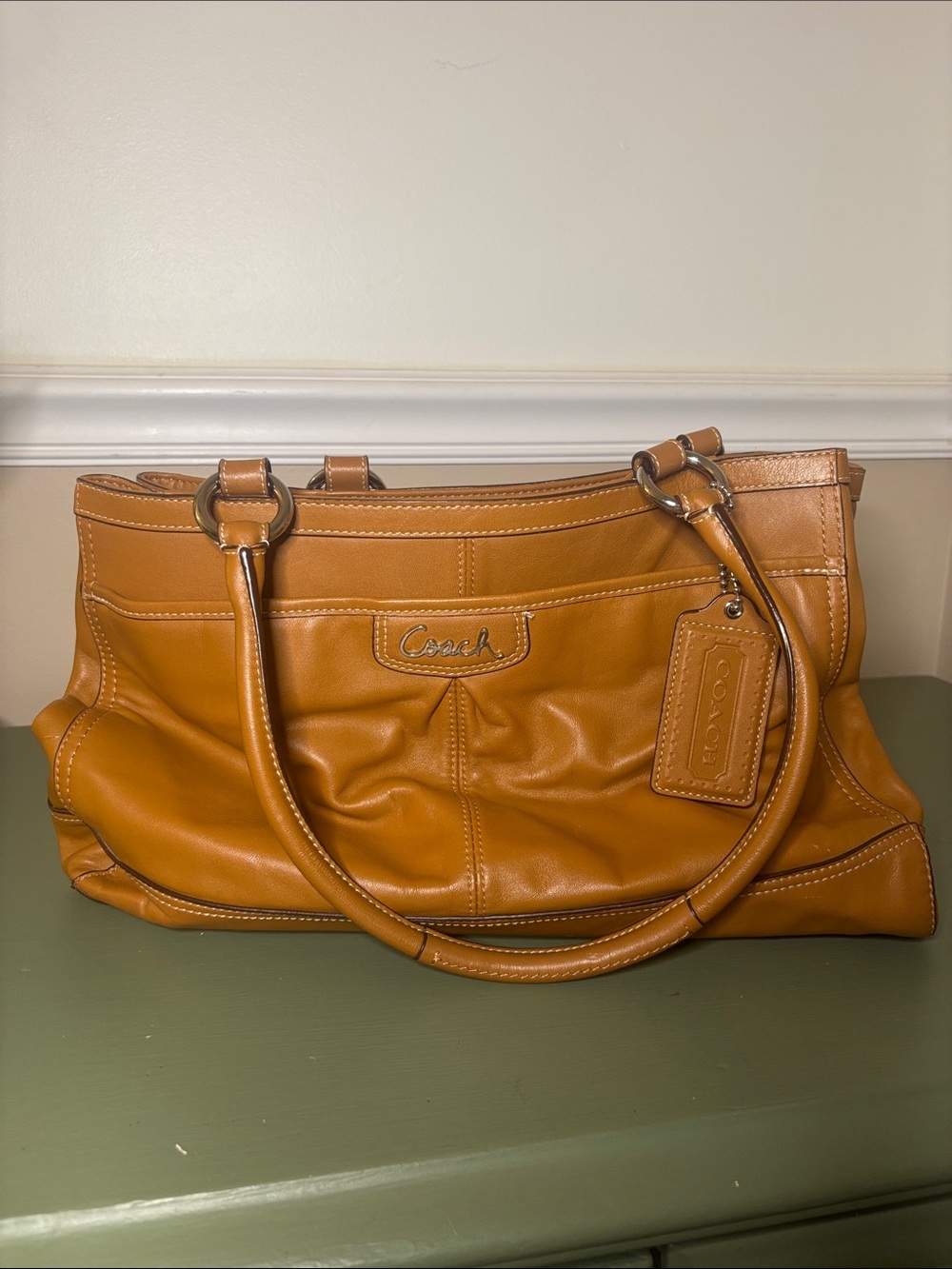 Coach Caramel Leather Shoulder Bag with Tag